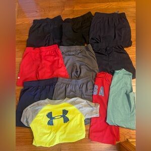 Under Armour Yellow and Gray Tee with Shorts Collection